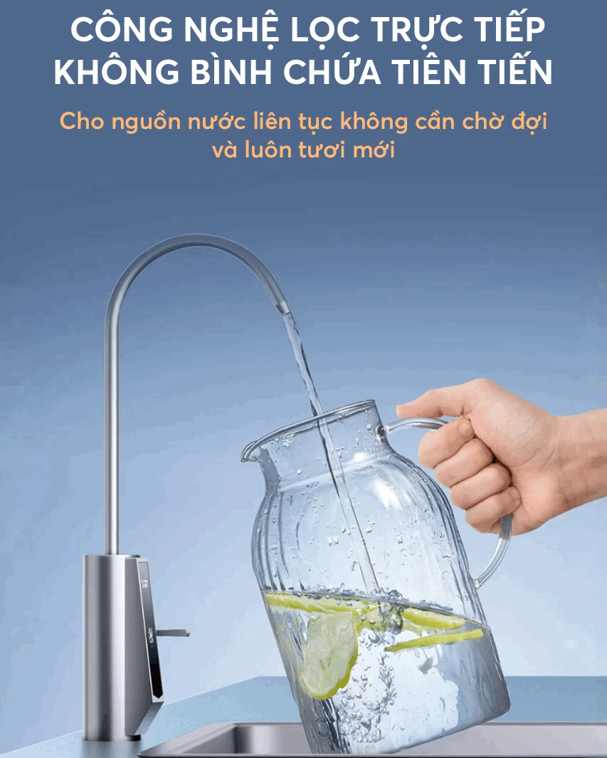 Công suất lọc lớn không cần bình chứa